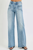 Full Size Mid Rise Wide Jeans with Front Patch Pocket Plus Size DJPT