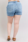 Blue Plus Size High Rise Denim Shorts DJPT
