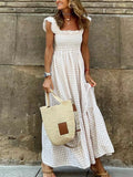 Gingham Maxi Dress with Ruffle Straps DJPT