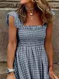 Gingham Maxi Dress with Ruffle Straps DJPT
