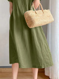 Size Casual Round Neck Midi Dress Plus Size DJPT