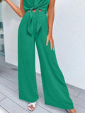 Front Top and Wide Leg Pants Set DJPT