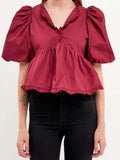Sleeve Peplum Blouse DJPT