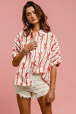 Bow Ribbon Woven Printed Button Down Shirt DJPT