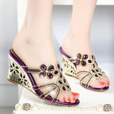 The Summer Of 2025, The New Water-Drilled Cool Slippers Slopes And Women's Smolded High-Heeled Shoes Crystal Diamond Slippers High Quality Shoes