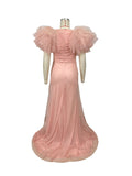 Pink Boho Elegant Ruffle Photoshoot Maternity Dress Maternity