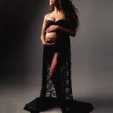 Perspective Lace Dress Pregnant Women Pregnant Woman Photography Dress Mother Photo V Collar Long Dress Maternity