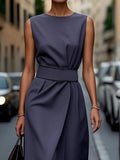 Neck Sleeveless Midi Dress DJPT