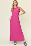 Take Full Size Texture Mock Neck Sleeveless Maxi Dress DJPT