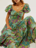 Sweetheart Neck Puff Sleeve Maxi Dress DJPT