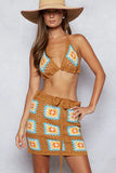 Crochet Halter Neck Cami and Skirt Sweater Set DJPT