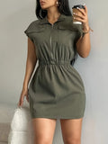 Front Short Sleeve Mini Dress DJPT