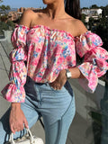 Off-Shoulder Flounce Sleeve Blouse DJPT