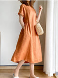 Size Casual Round Neck Midi Dress Plus Size DJPT