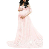 Women's Lace Pregnant Women Tailing Short-Sleeved Dress Photography Flying Sleeve Dress 8919 (Plus New Color) Maternity