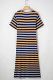 Striped V-Neck Midi T-Shirt Dress DJPT