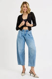 Full Size Mid Rise Fit Crop Wide Volume Leg Jeans Plus Size DJPT