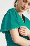 Scalloped Edge Flutter Sleeve Blouse DJPT