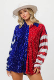 American Flag Sequin Snap Down Shirt DJPT