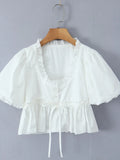 Sleeve Ruffle Crop Blouse DJPT