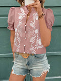 Frill Notched Short Sleeve Blouse DJPT
