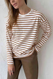 Neck Striped Dropped Shoulder T-Shirt DJPT