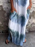 Size Tie-Dye V-Neck Midi Dress with Pockets Plus Size DJPT