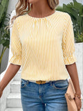 Round Neck Half Sleeve Casual Blouse DJPT