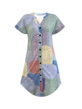 V-Neck Short Sleeve Button-Front Dress DJPT