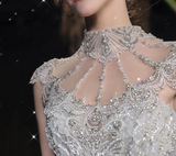 Mermaid Strapless Neckline Sequin White Tulle Wedding Dresses SD1753 HZ0628