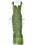 Condole Belt Ruched Bodycon Cut Out Mermaid Sleeveless Babyshower Maternity Maxi Dress Maternity