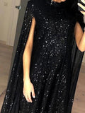 Sequin Cape High Neck Sleeveless Sparkly Cocktail Maternity Mini Dress Maternity