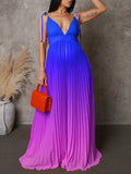 Belly Friendly Spaghetti Strap Pleated Gradient Color Babyshower Maternity Maxi Dress Maternity