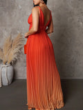 Belly Friendly Spaghetti Strap Pleated Gradient Color Babyshower Maternity Maxi Dress Maternity