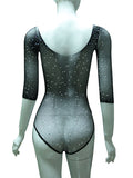 Black Off Shoulder Maternity Photoshoot Body Rhinestones Crystal Bodysuit Maternity