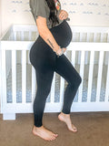 Black Pockets High Rise Stretch Pregnant Legging Sports Maternity Long Leggings Maternity