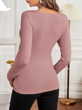 Solid Color Chest Cross V-Neck Long Sleeve Nursing Top Maternity Top Maternity