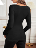 Solid Color Chest Cross V-Neck Long Sleeve Nursing Top Maternity Top Maternity