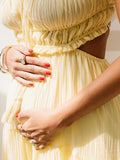 Solid Color Ruffle Backless Spaghetti Strap Cut Out Tassel Drawstring Babyshower Maternity Maxi Dress Maternity
