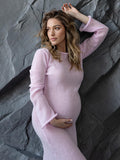 Two Piece Light Knit Tissue Bodycon Elegant Baby Moon Cover Up Maternity Photoshoot Maxi Dress Maternity