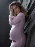Two Piece Light Knit Tissue Bodycon Elegant Baby Moon Cover Up Maternity Photoshoot Maxi Dress Maternity
