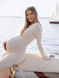 Two Piece Light Knit Tissue Bodycon Elegant Baby Moon Cover Up Maternity Photoshoot Maxi Dress Maternity