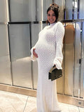 White Cut Out Flare Sleeve Backless Baby Shower Maternity Maxi Dress Maternity