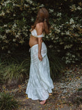 White 2-in-1 Lace Cut Out Off Shoulder Tie Elegant Flowy Vacation Photoshoot Maternity Maxi Dress Maternity