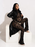 Black Lace Sheer 2-in-1 Long Sleeve Bodysuit Bodycon Photoshoot Maternity Jumpsuits Maternity