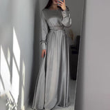 Women's Autumn Round Neckline Thigh Dress High-Rise Strap Dress Dress Dress Women