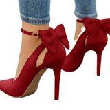 Sweet Bow Tip Light Mouth Single Shoes Fine High Heels Wish Shoes 40-43 Large Size Shoes High Quality Shoes
