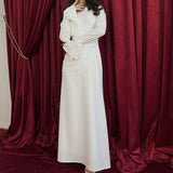 Temperament Micro-Trumpet Folded Cross Superimposed Tying Belt Girded Waist Dressing Spliced High-Waisted Dress