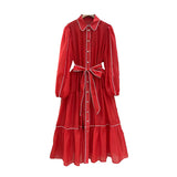 Plus-Size Single-Clip Dress 2025 New Collar Lantern Sleeve With Inner-Line Dress Women's Summer