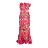 Retro Court Style Thoracic Dress 2025 Summer New Flower Embroidery Mesh Splicing Bag-Groom Dress Woman